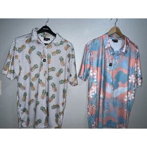 Bad Birdie Polo Shirt Mens Large Floral Multicolor Performance Golf Lot (2)